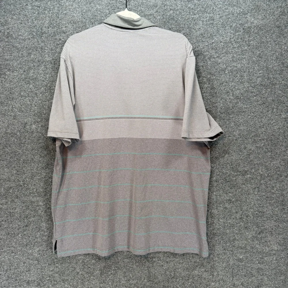Adidas Polo Shirt Mens XL Gray Striped Performance‎ Golf Activewear Casual Top